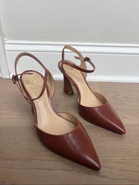 Vince Camuto JACOLINA HEEL - Rust Brown Pointed Toe Ankle Strap Pumps